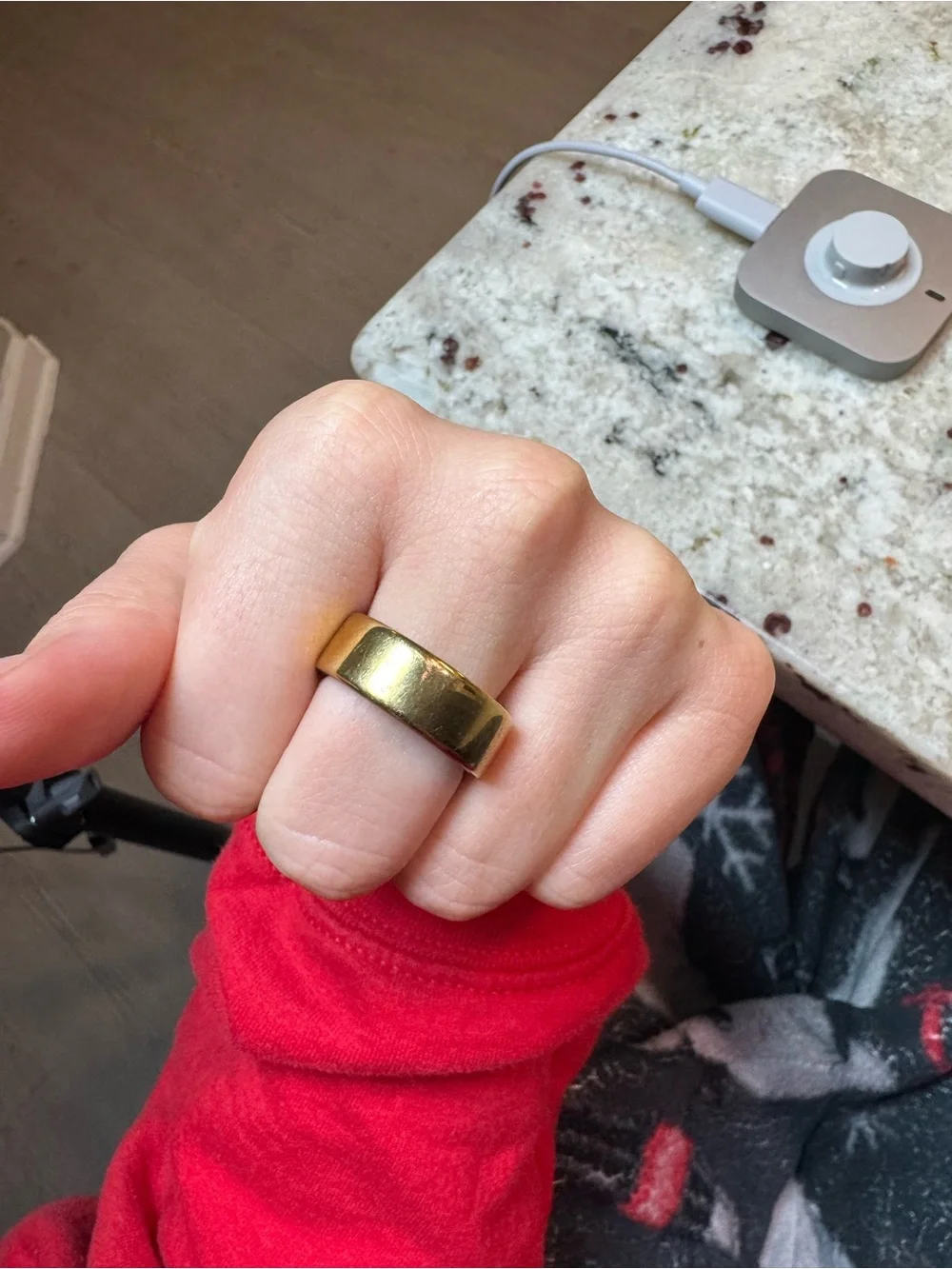 Gold Tone Wide Band OURA Ring - fitness accessory